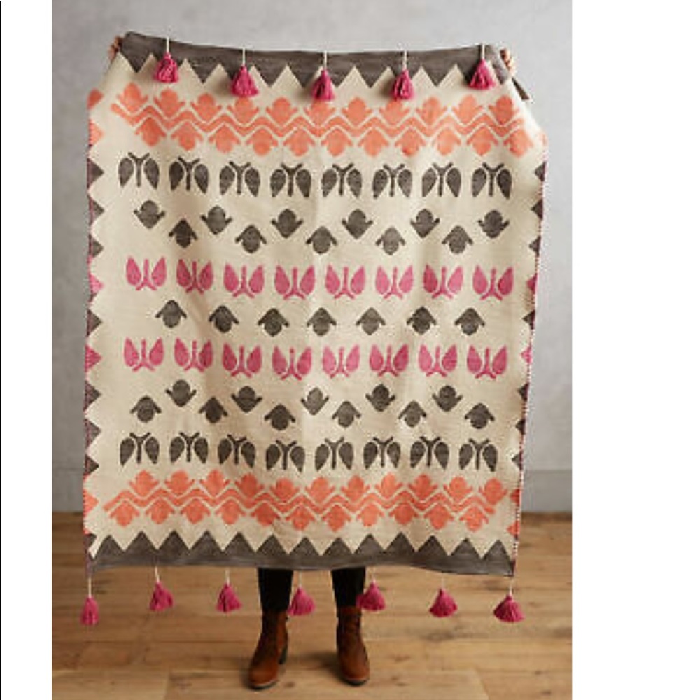 Anthropologie Heritage Throw Blanket with Tassels